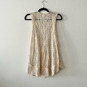 Free People Cream Lace Sleeveless Tunic Top